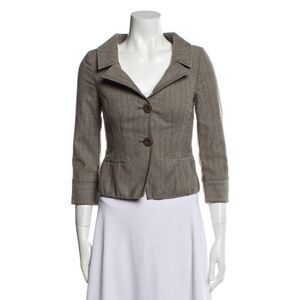 valentino roma womens wool brown long sleeve blazer jacket 42 IT 6 US small